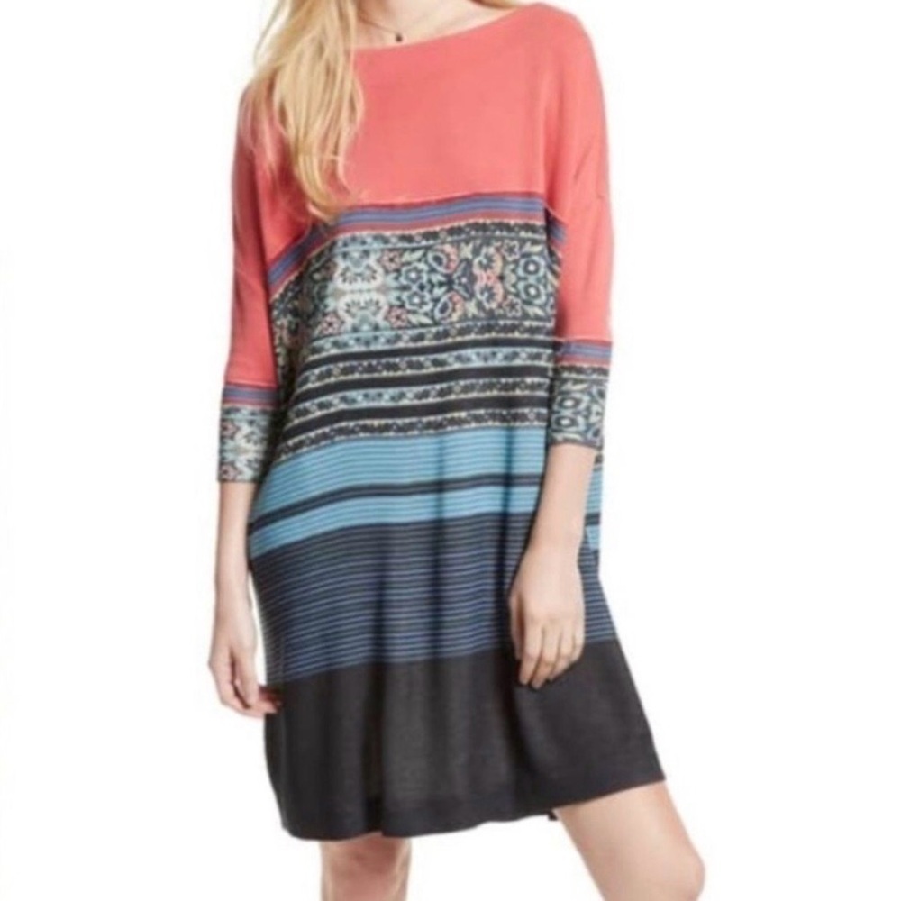 Free People Steppin Out Printed Shift Dress Size Medium (Runs Oversized)